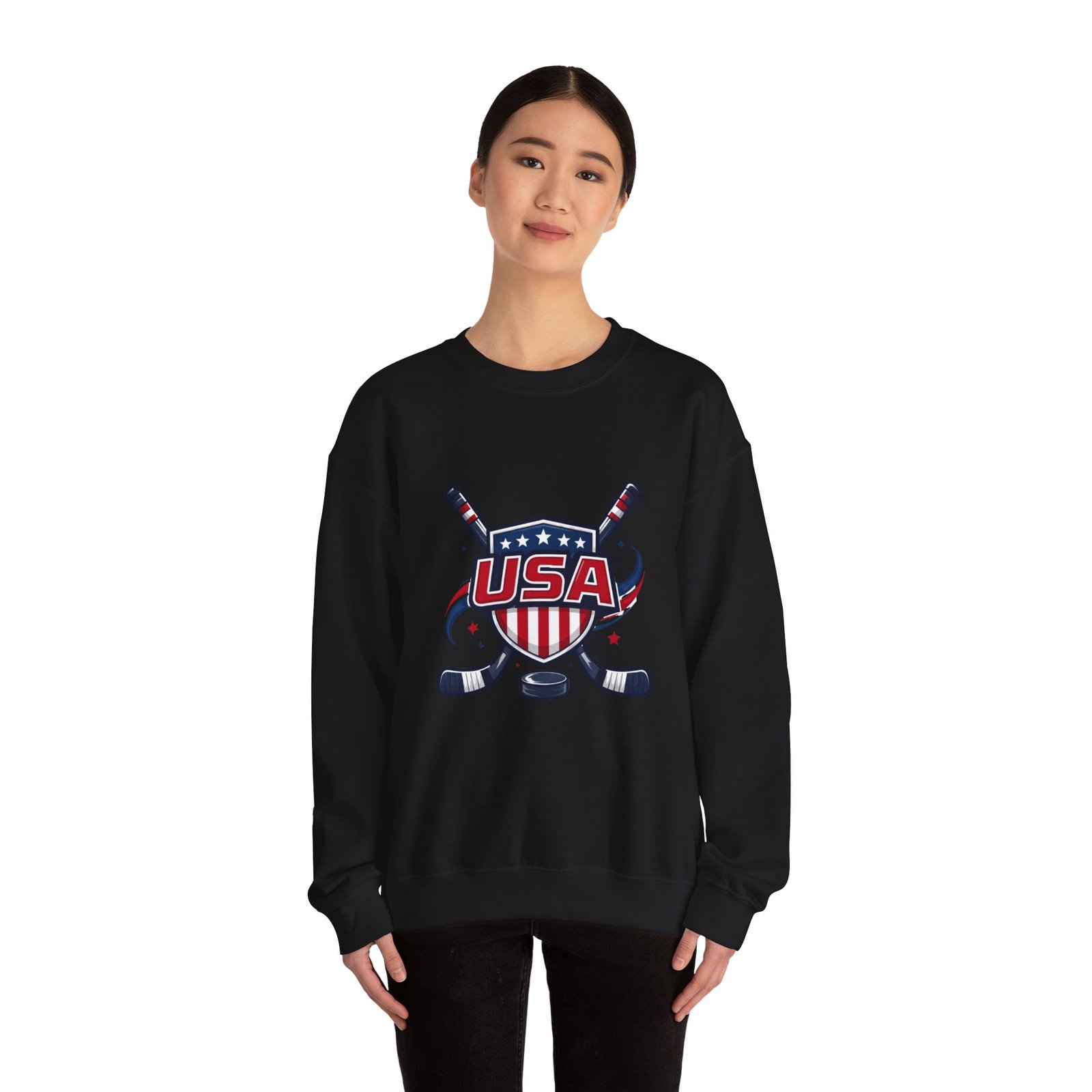 USA Hockey Crewneck Sweatshirt – Patriotic Hockey Logo Pullover - Image 20