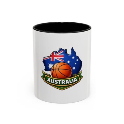 Australia Basketball Coffee Mug — Australian Flag & Basketball Accent Mug (11/15 oz)