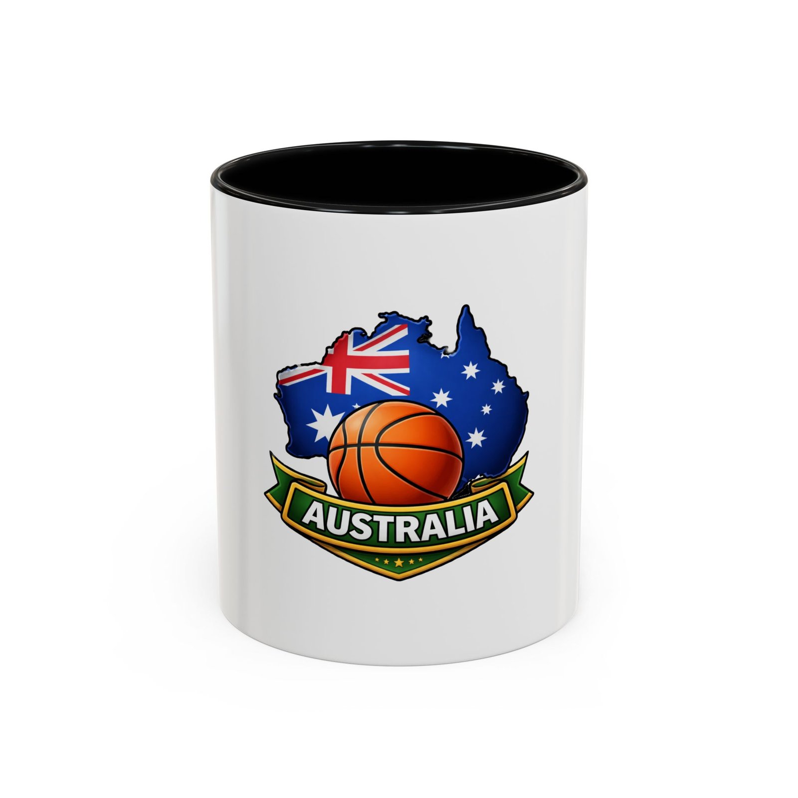 Australia Basketball Coffee Mug — Australian Flag & Basketball Accent Mug (11/15 oz)