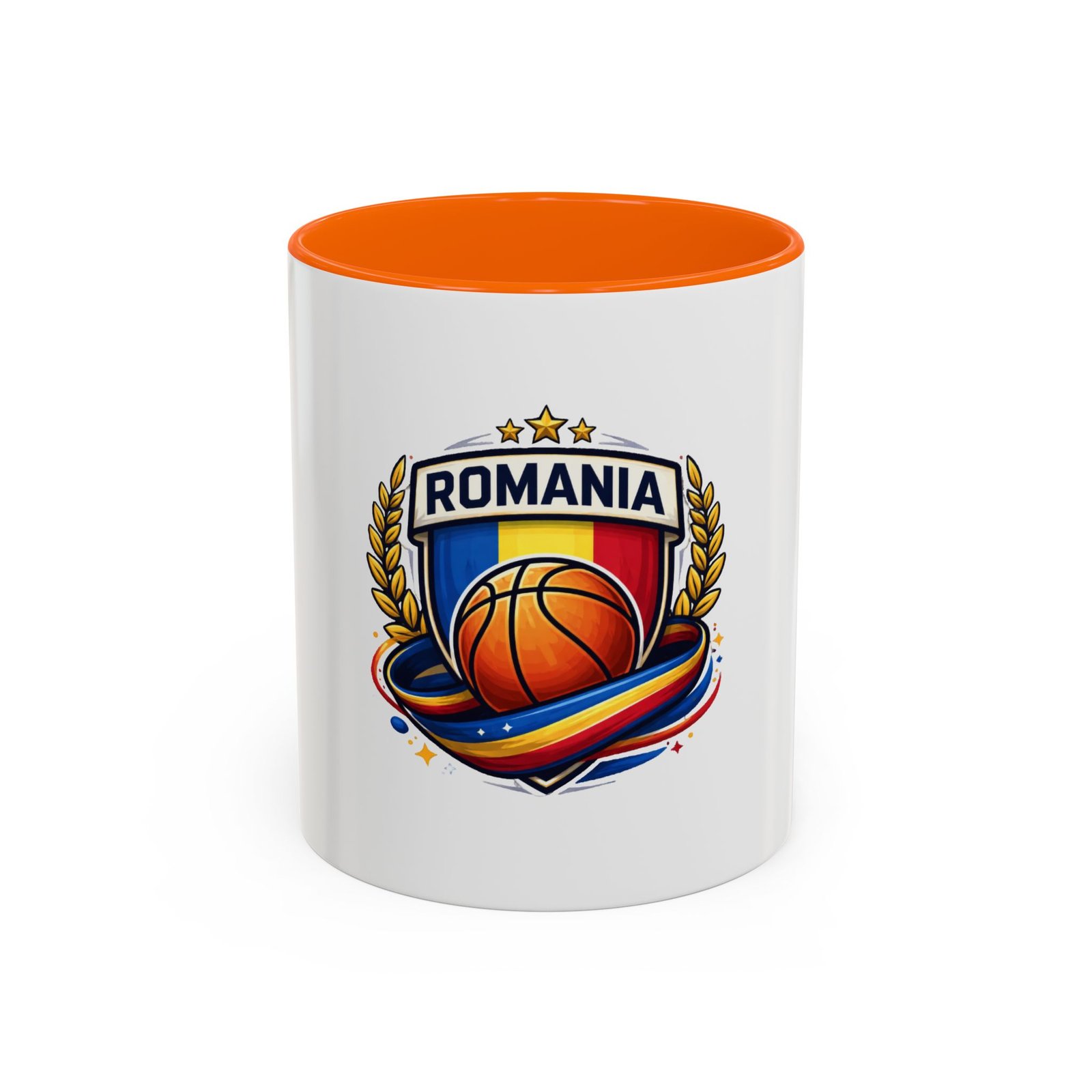 Romania Basketball Crest Accent Mug — 11oz/15oz Coffee Cup - Image 41