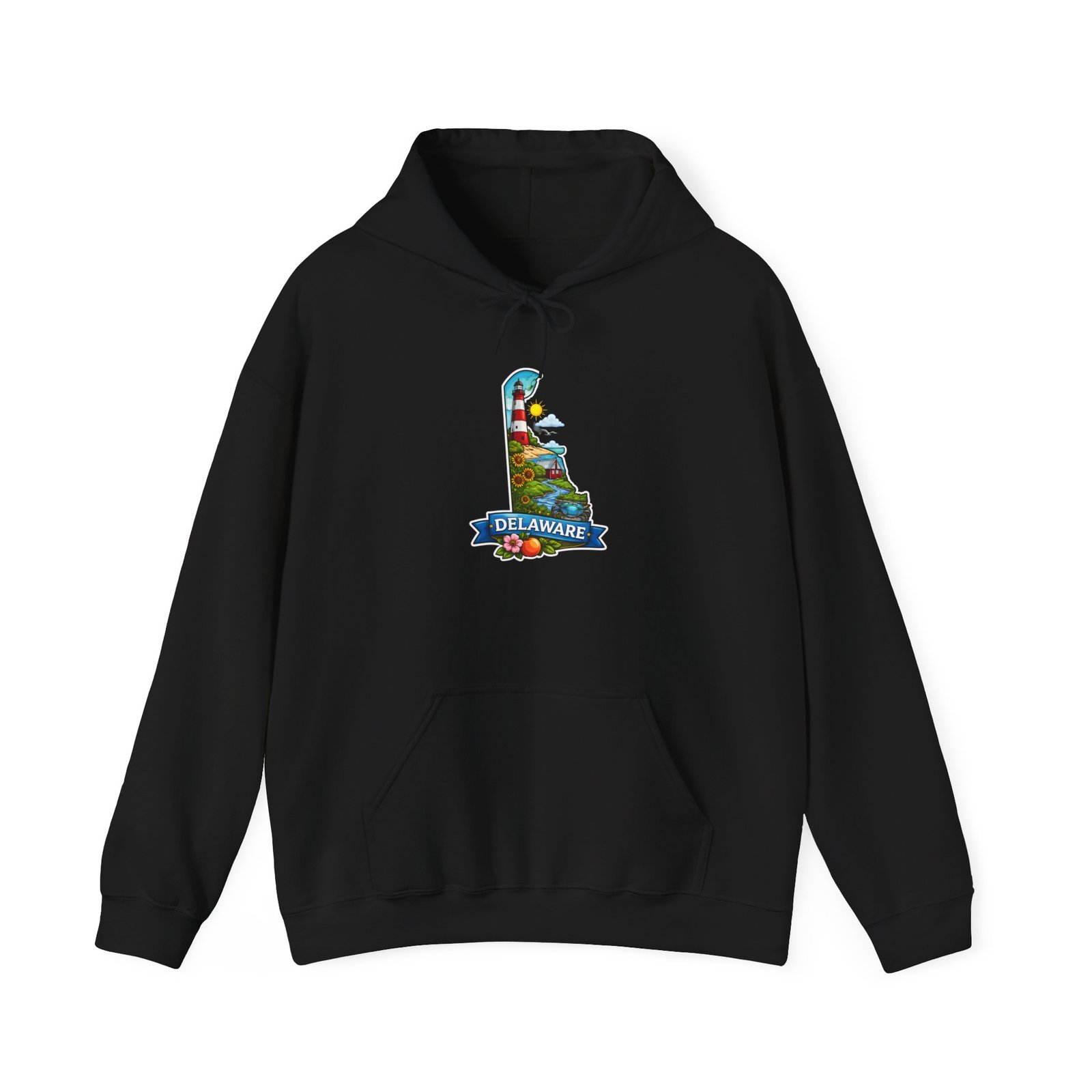 Delaware State Map Hoodie — Colorful Scenic Landmark Design - Image 13