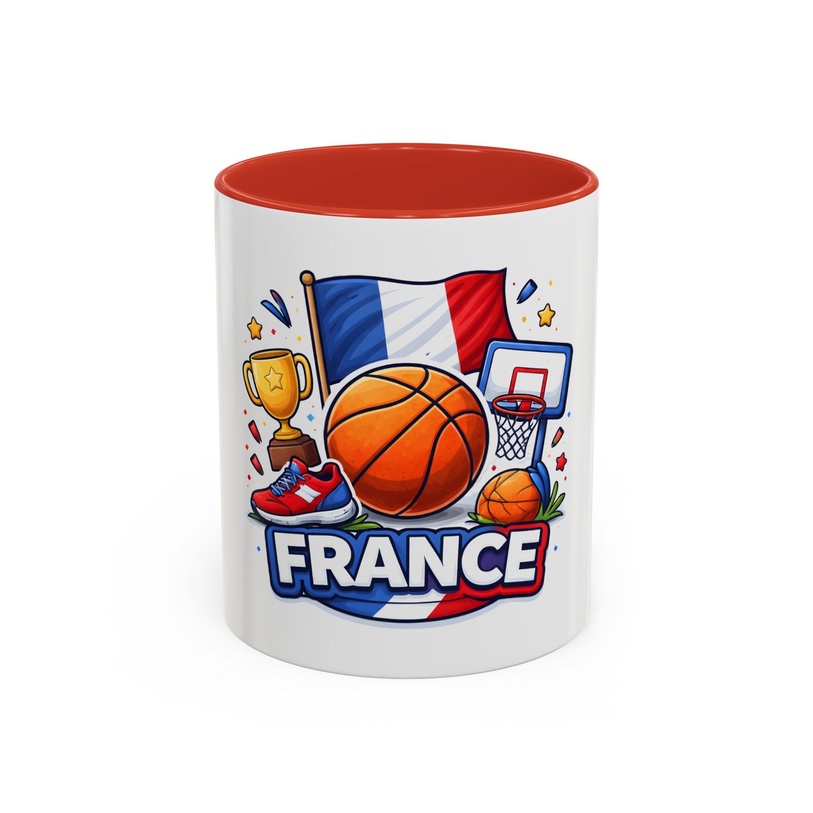 France Basketball Coffee Mug — French Flag, Basketball, Trophy Design (11/15 oz) - Image 13