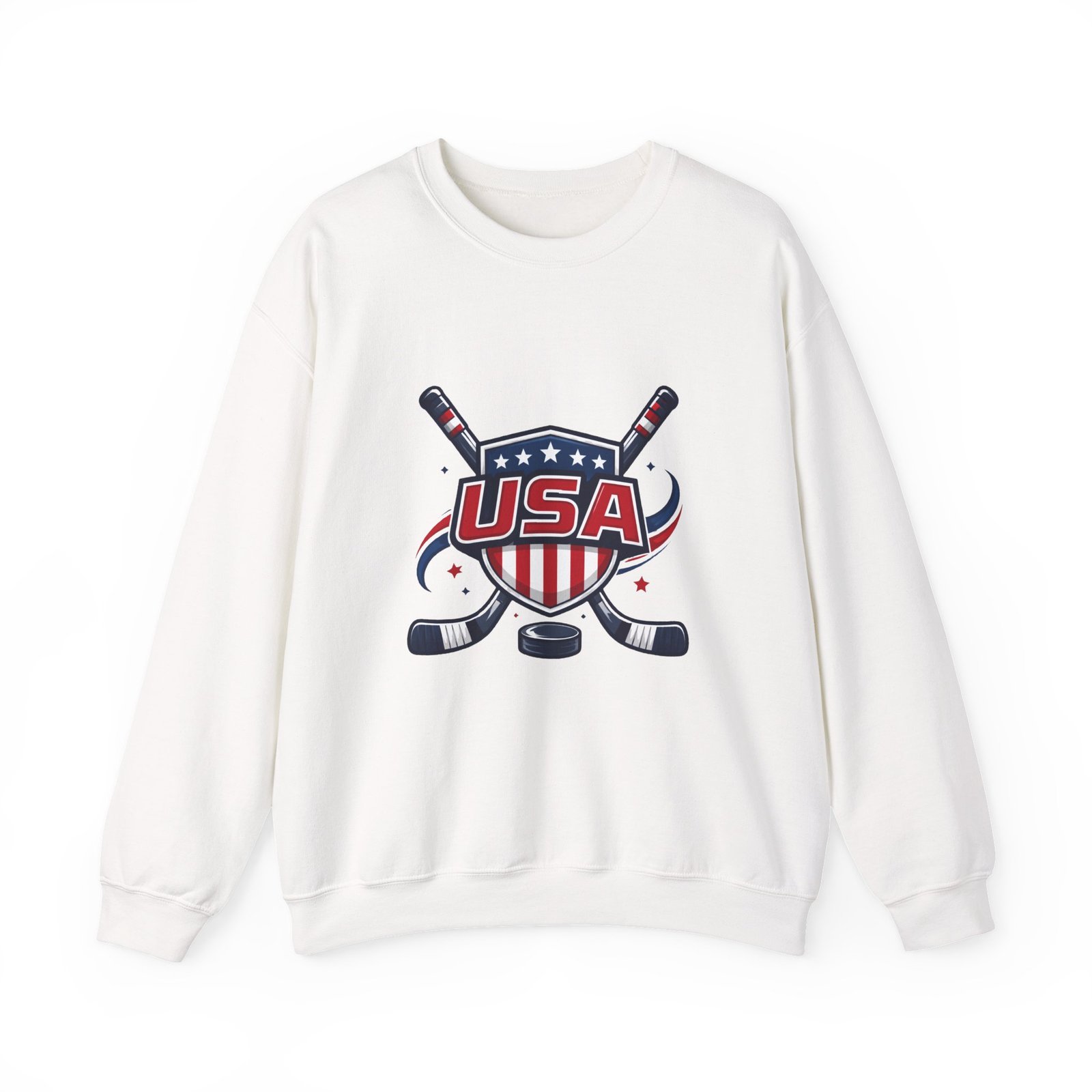 USA Hockey Crewneck Sweatshirt – Patriotic Hockey Logo Pullover