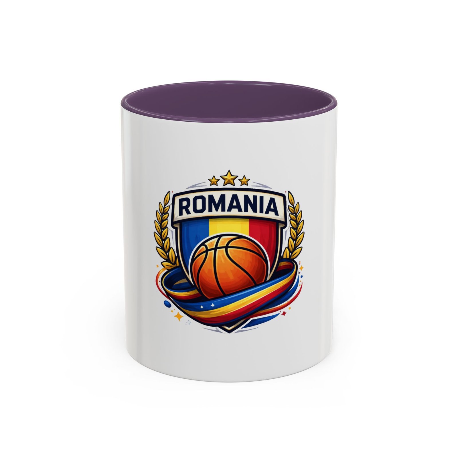 Romania Basketball Crest Accent Mug — 11oz/15oz Coffee Cup - Image 61