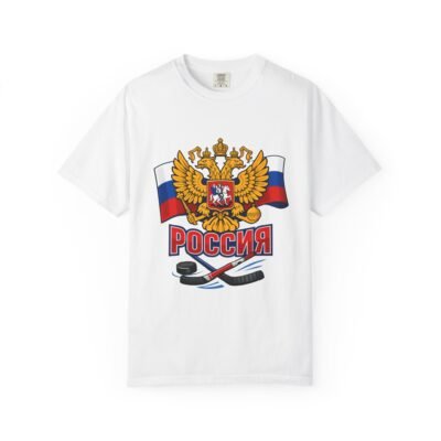 Russia Hockey T-Shirt — Россия Crest with Flag & Crossed Sticks