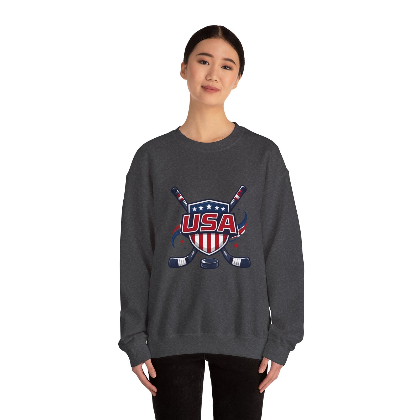 USA Hockey Crewneck Sweatshirt – Patriotic Hockey Logo Pullover - Image 36