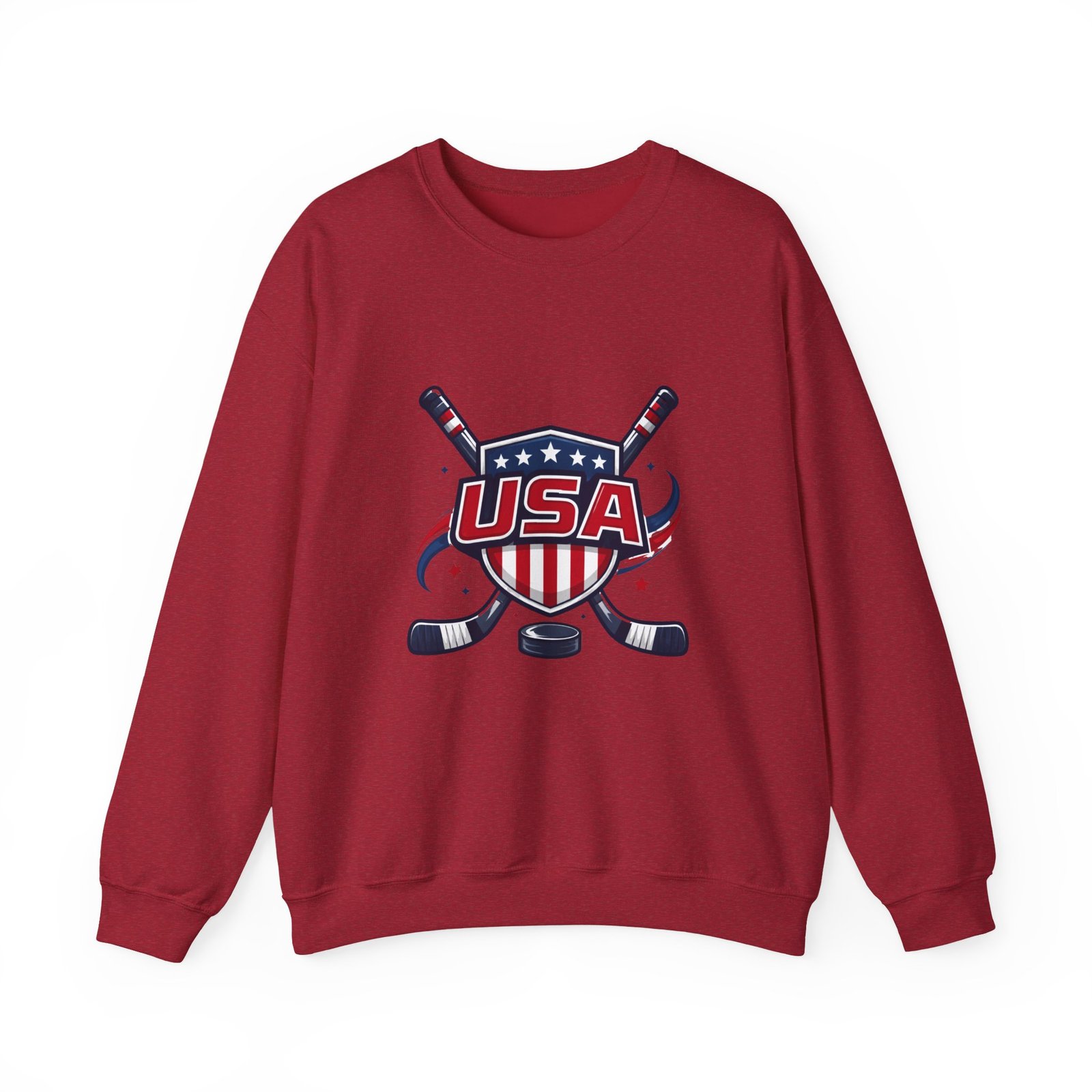 USA Hockey Crewneck Sweatshirt – Patriotic Hockey Logo Pullover - Image 49