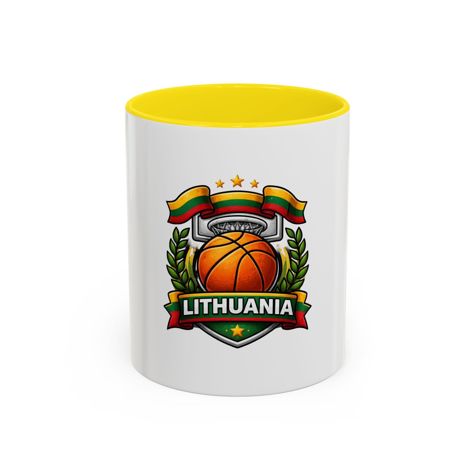 Lithuania Basketball Crest Accent Coffee Mug (11/15oz) - Image 45