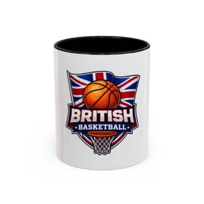 British Basketball Accent Mug — Union Jack Basketball Coffee Cup (11/15oz)