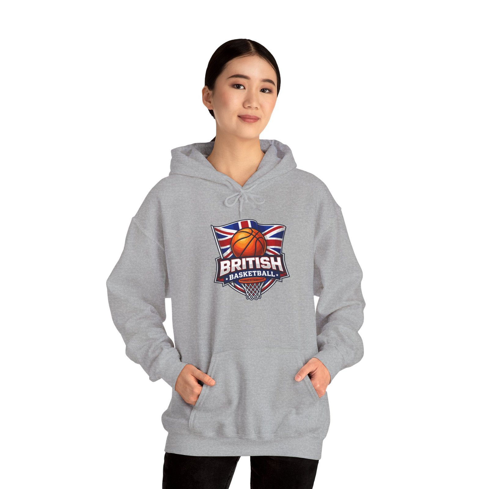 British Basketball Hoodie - Union Jack Basketball Logo Pullover - Image 25