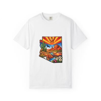 Arizona Desert Scenic T-Shirt — Stylized State Landscape with Cactus & Sun