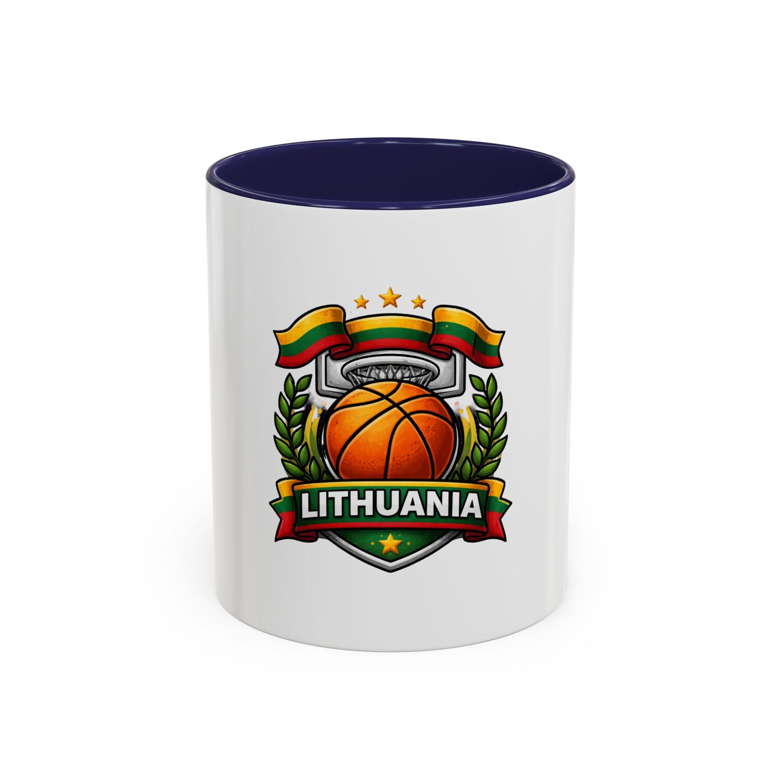 Lithuania Basketball Crest Accent Coffee Mug (11/15oz) - Image 5
