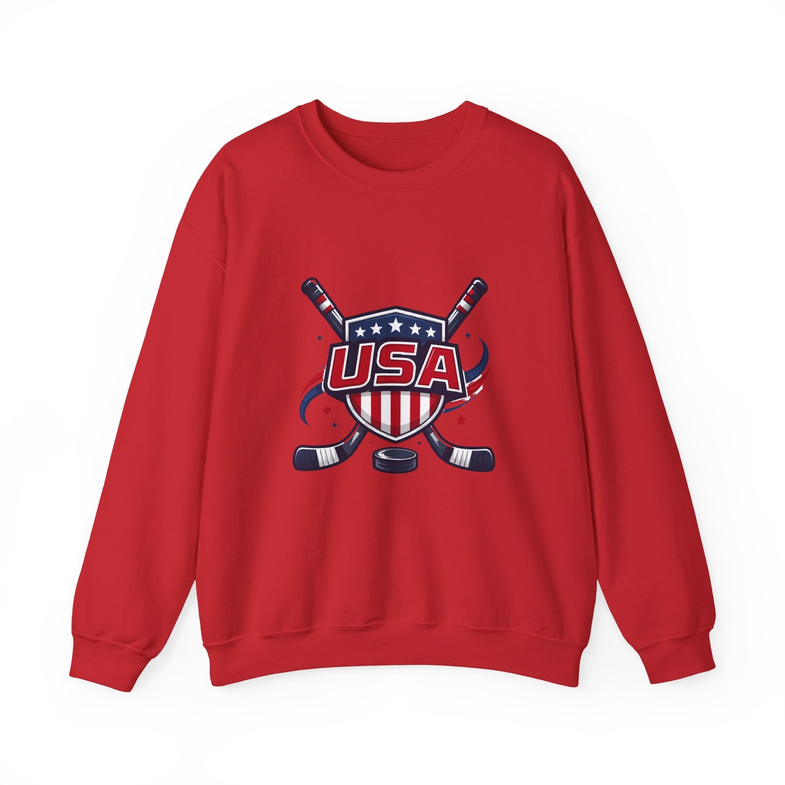 USA Hockey Crewneck Sweatshirt – Patriotic Hockey Logo Pullover - Image 45