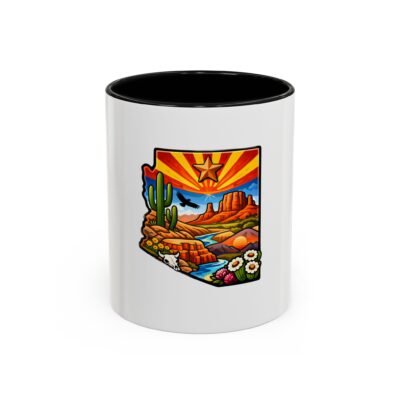 Arizona Desert Scene Accent Coffee Mug - Colorful State Landscape Design