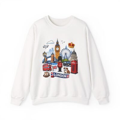 London Icons Crewneck Sweatshirt — Illustrated UK Landmarks Design