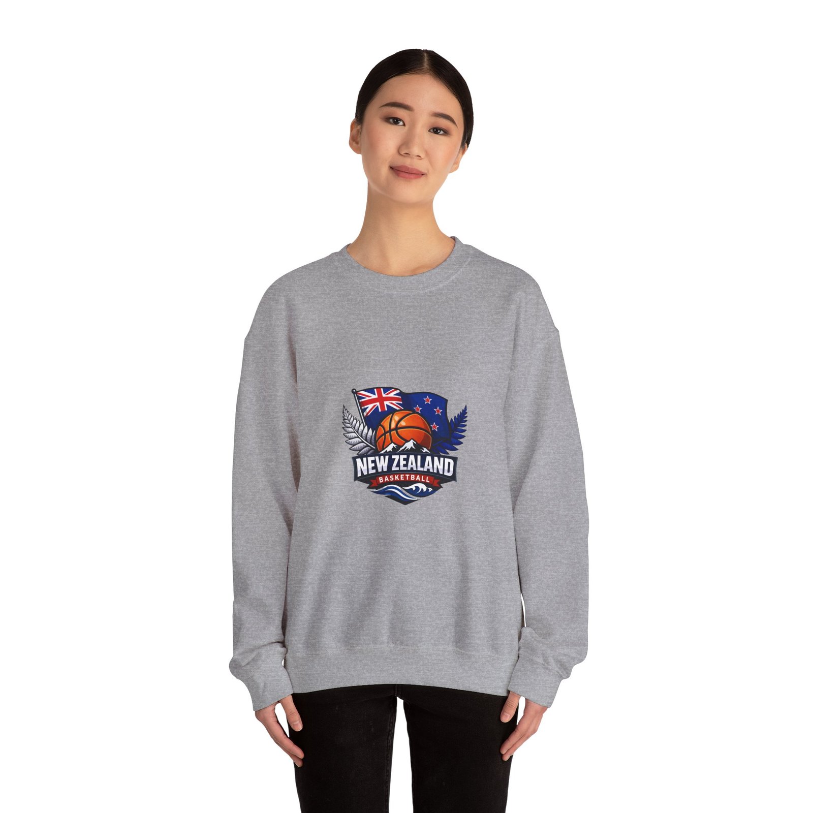 New Zealand Basketball Crewneck Sweatshirt – Kiwi Basketball Flag Design - Image 24