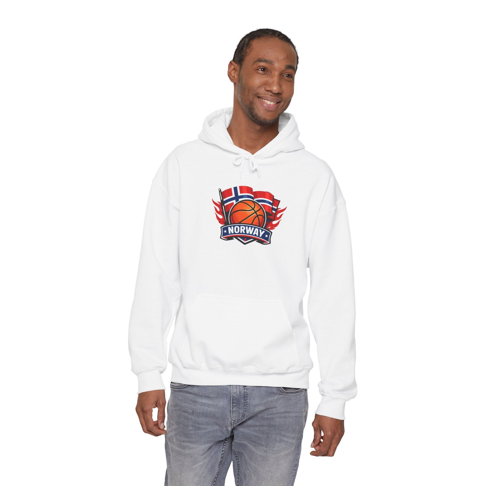 Norway Basketball Flag Hoodie – Scandinavian Basketball Fan Pullover - Image 5