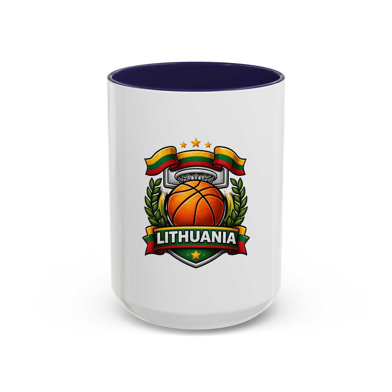 Lithuania Basketball Crest Accent Coffee Mug (11/15oz) - Image 21