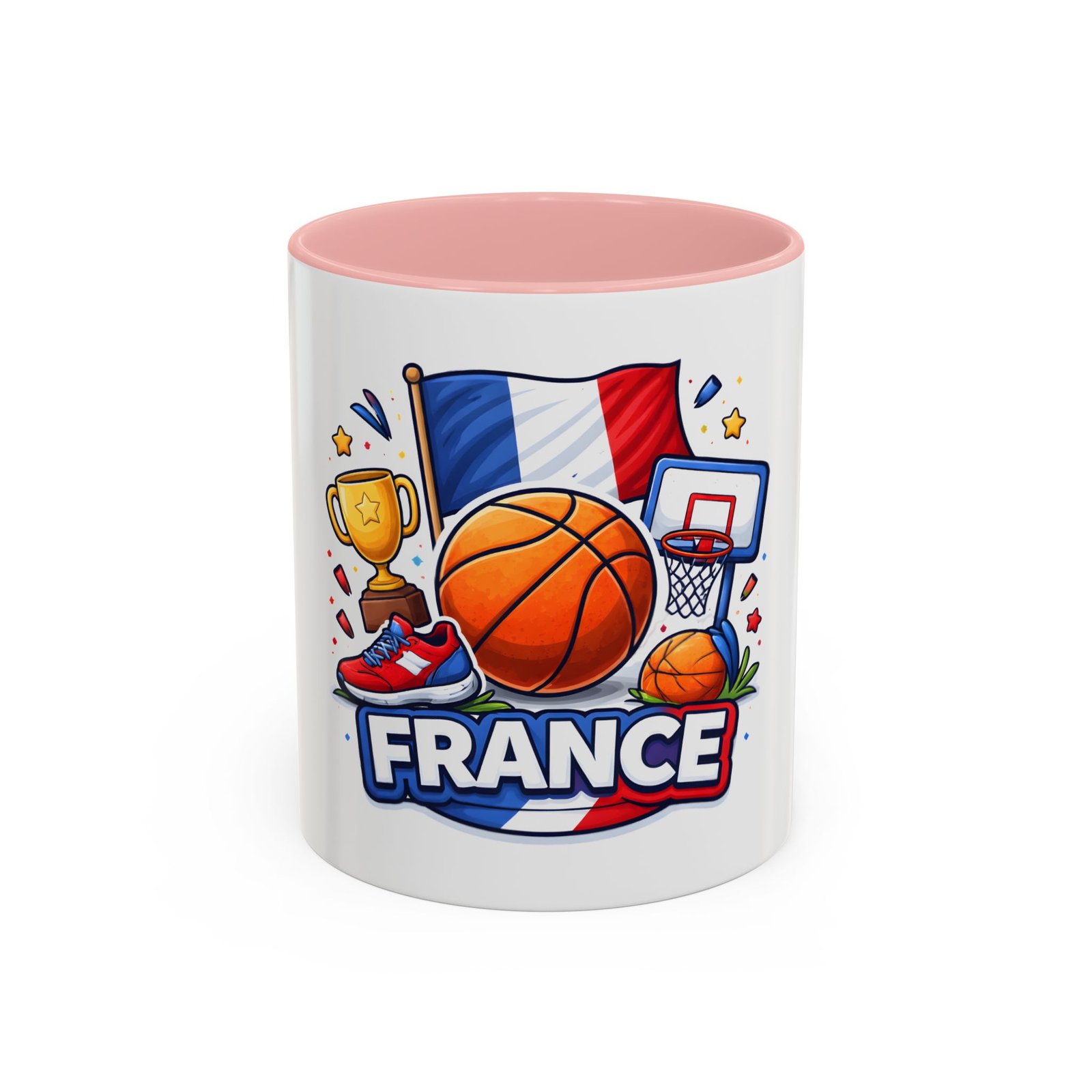 France Basketball Coffee Mug — French Flag, Basketball, Trophy Design (11/15 oz) - Image 9