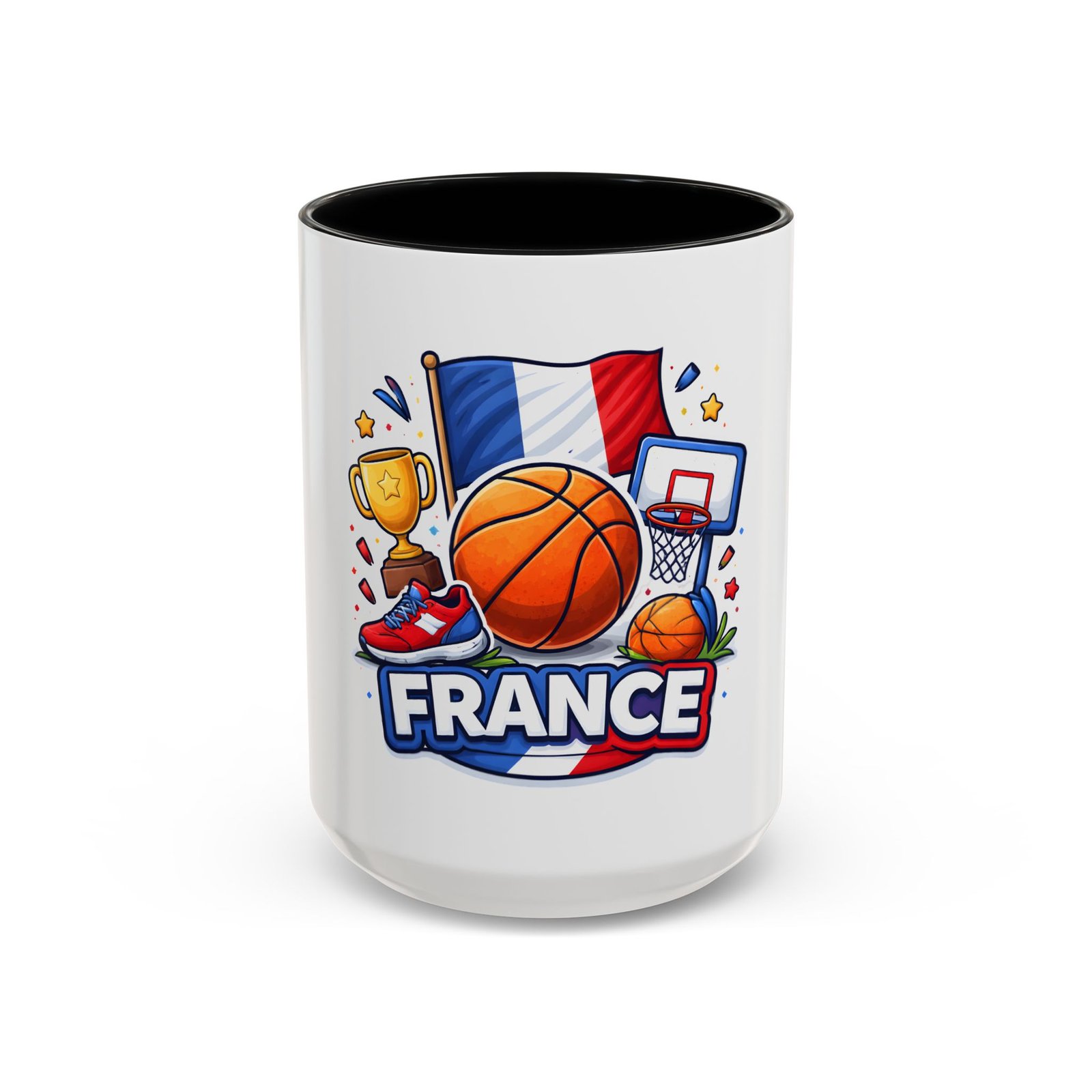 France Basketball Coffee Mug — French Flag, Basketball, Trophy Design (11/15 oz) - Image 17