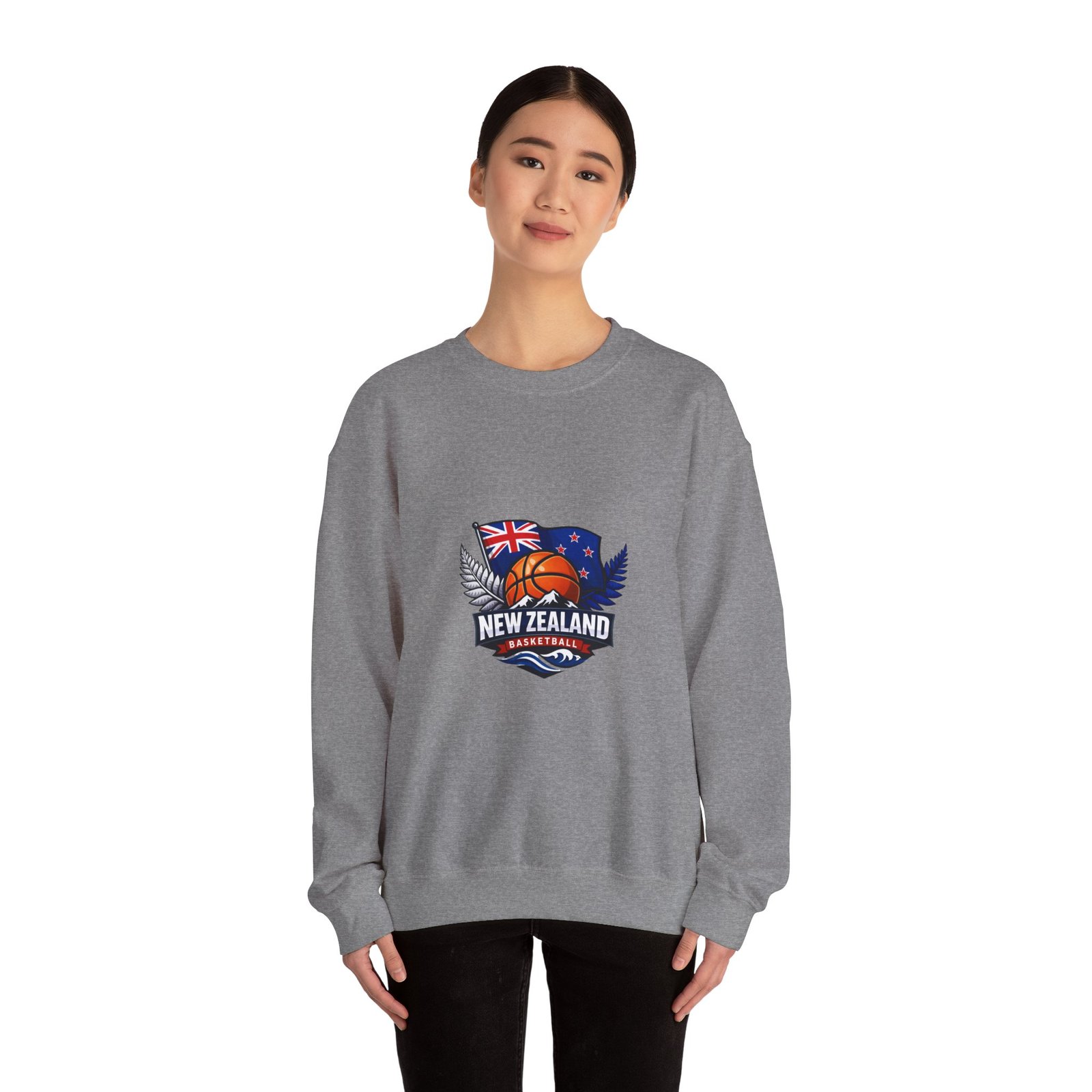 New Zealand Basketball Crewneck Sweatshirt – Kiwi Basketball Flag Design - Image 32