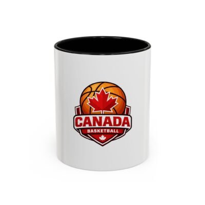 Canada Basketball Accent Coffee Mug — Maple Leaf Basketball Logo (11/15oz)