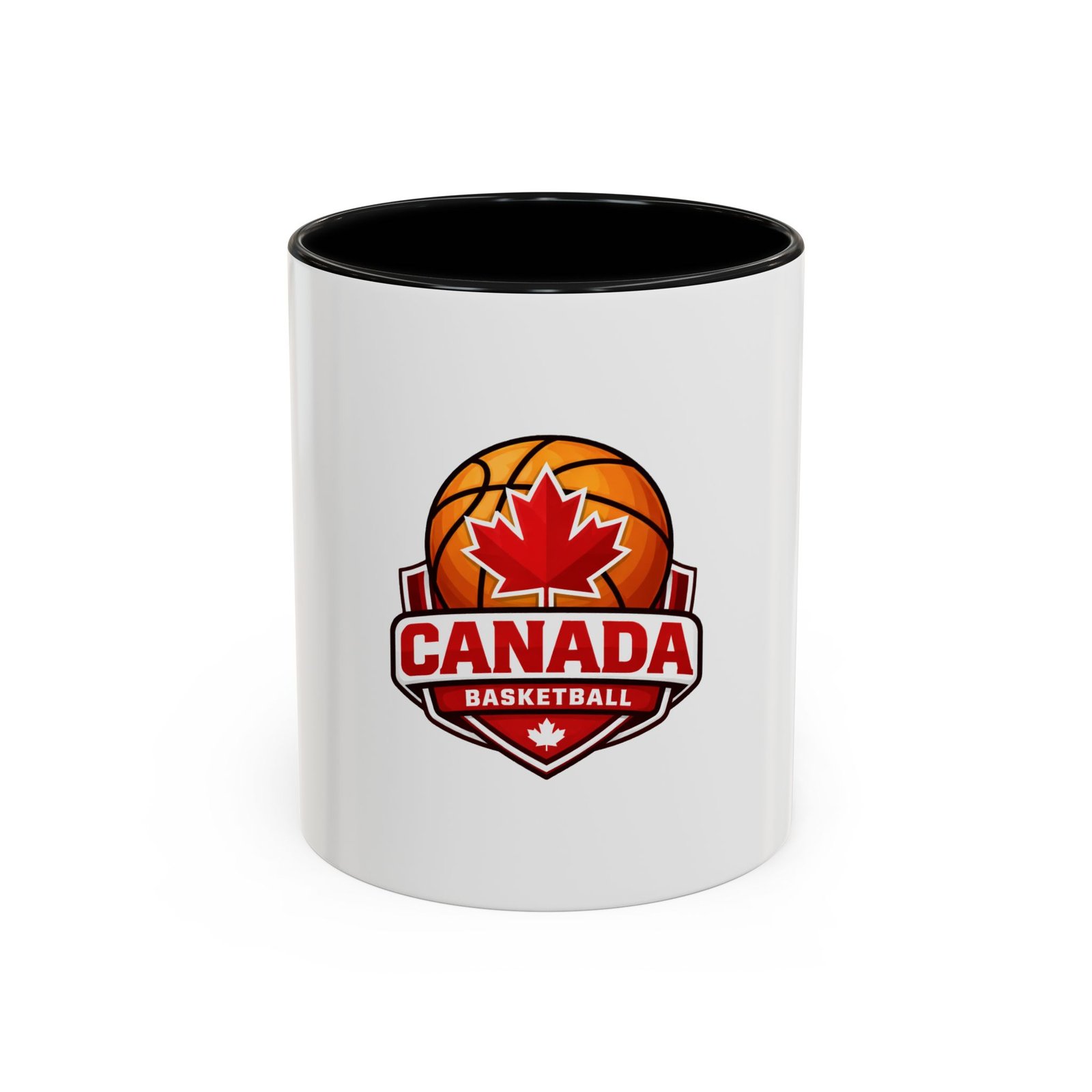 Canada Basketball Accent Coffee Mug — Maple Leaf Basketball Logo (11/15oz)