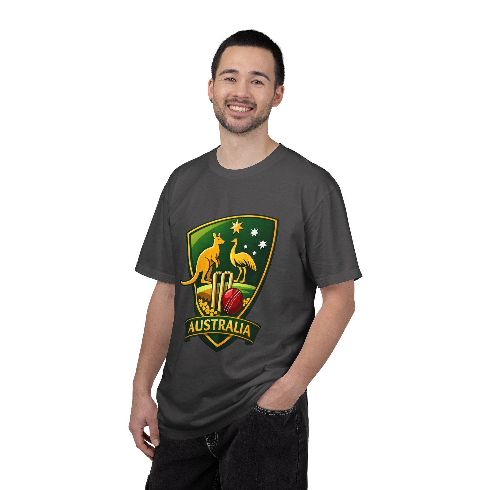 Australia Cricket Shield T-Shirt — Kangaroo & Emu Crest Tee - Image 48