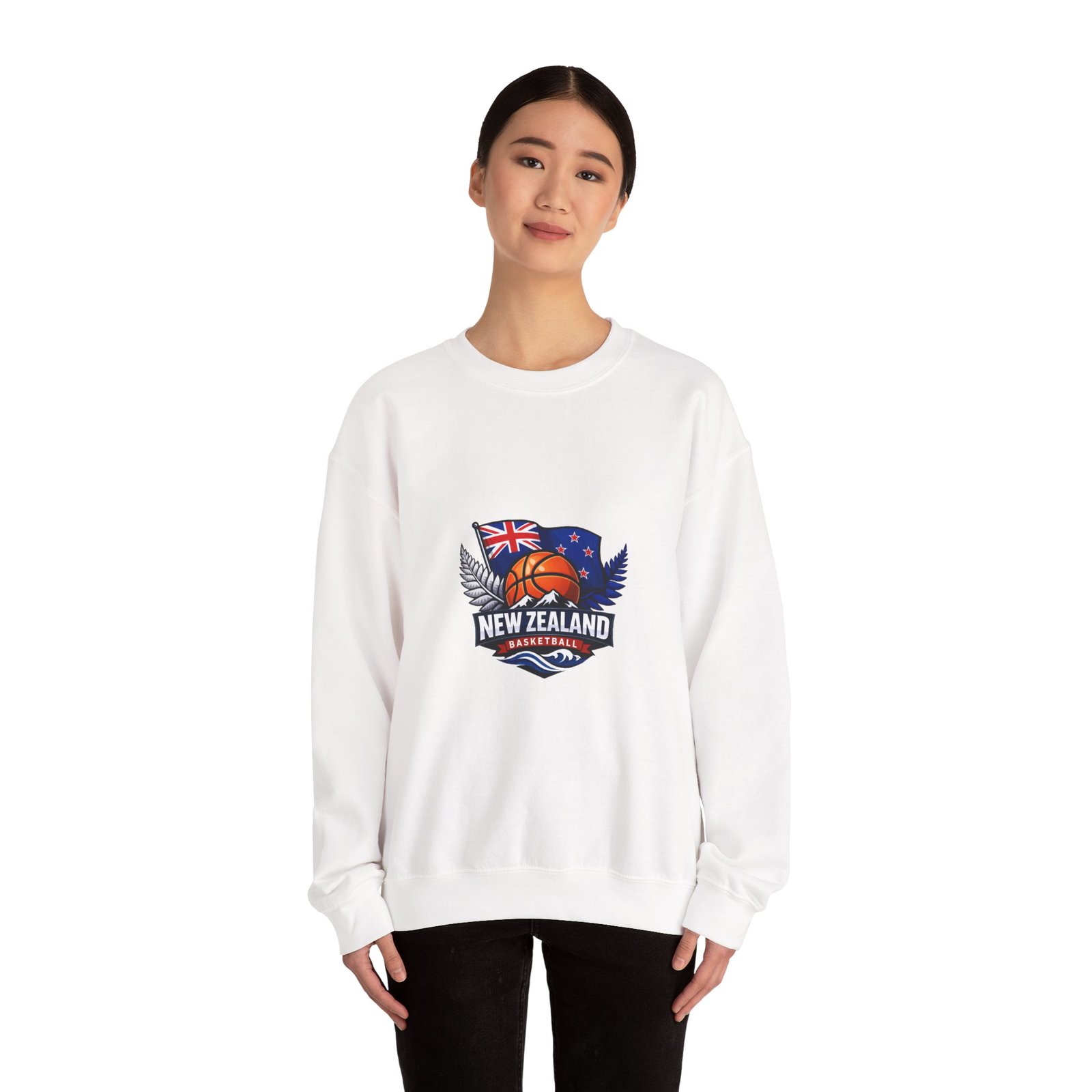 New Zealand Basketball Crewneck Sweatshirt – Kiwi Basketball Flag Design - Image 4