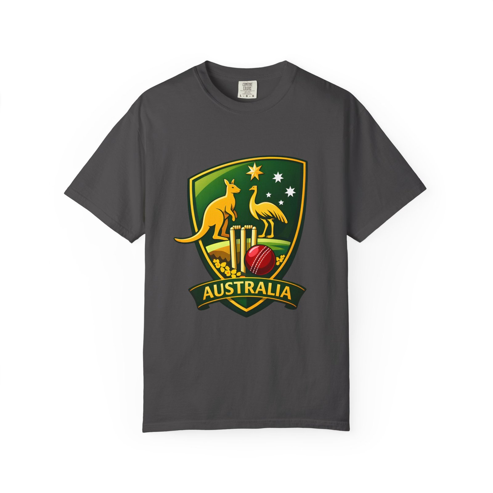 Australia Cricket Shield T-Shirt — Kangaroo & Emu Crest Tee - Image 45