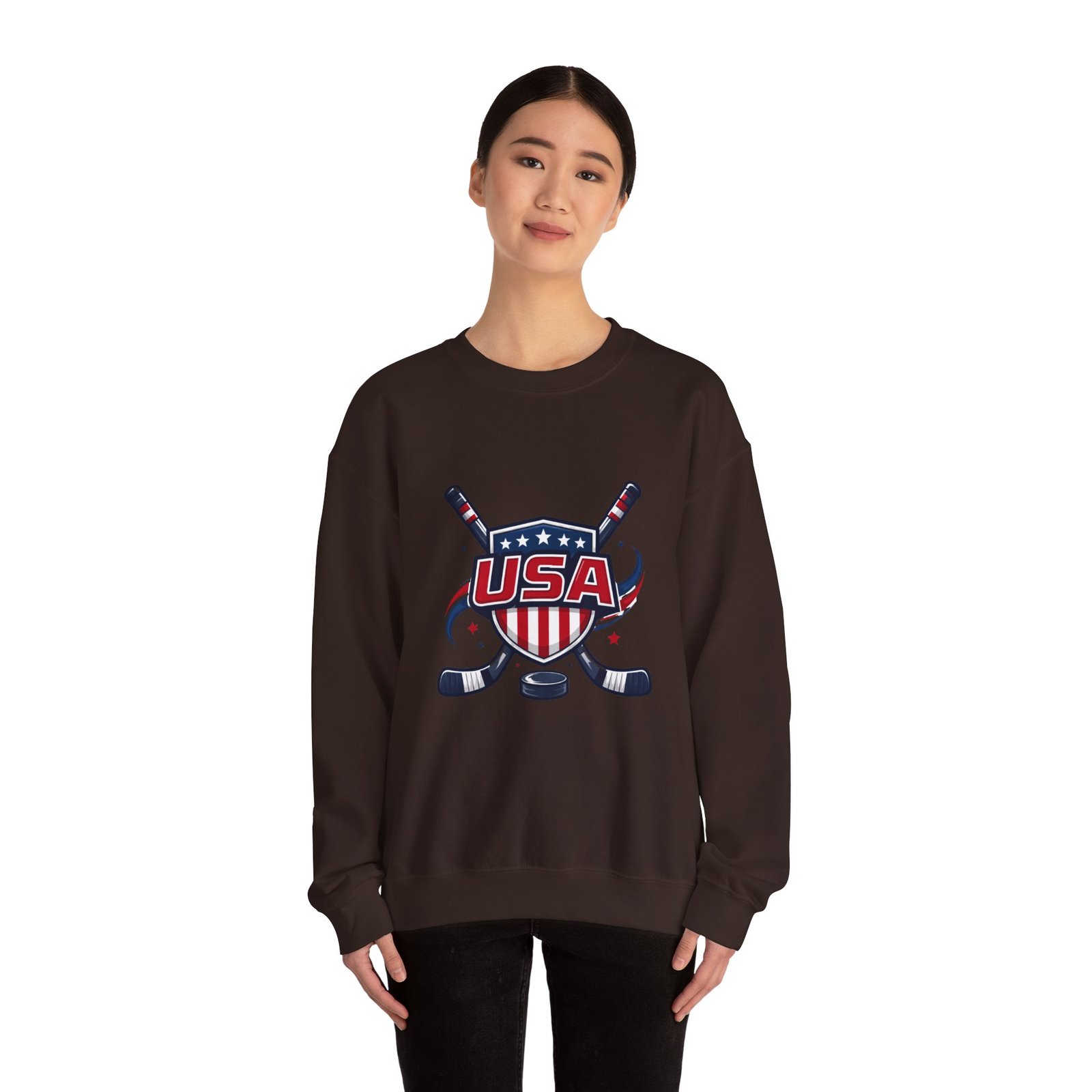 USA Hockey Crewneck Sweatshirt – Patriotic Hockey Logo Pullover - Image 28
