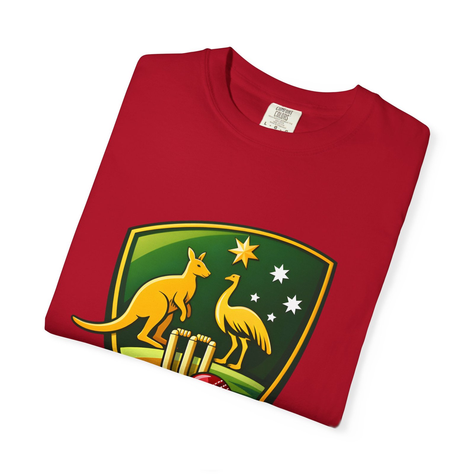 Australia Cricket Shield T-Shirt — Kangaroo & Emu Crest Tee - Image 59