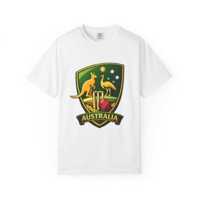 Australia Cricket Shield T-Shirt — Kangaroo & Emu Crest Tee