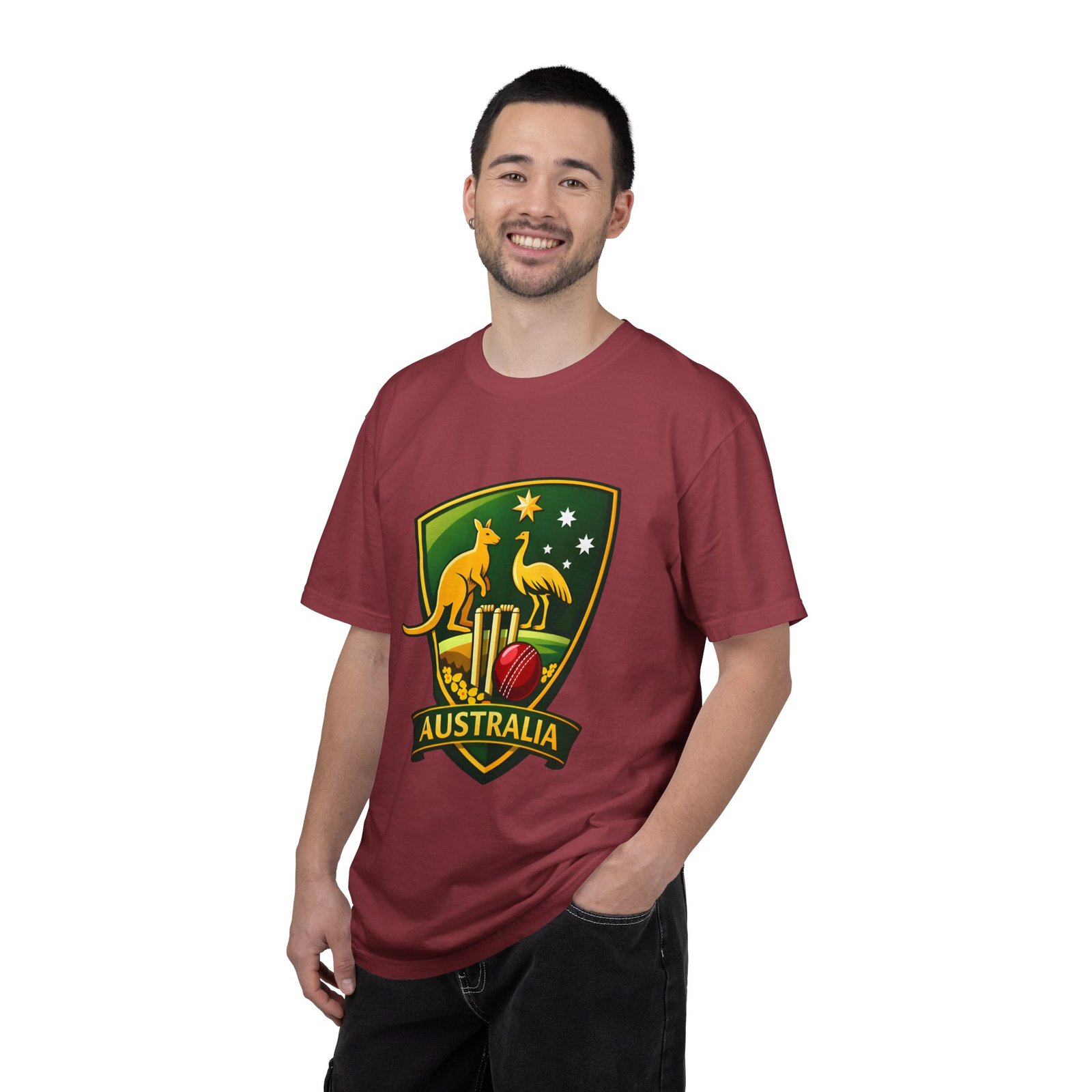 Australia Cricket Shield T-Shirt — Kangaroo & Emu Crest Tee - Image 56