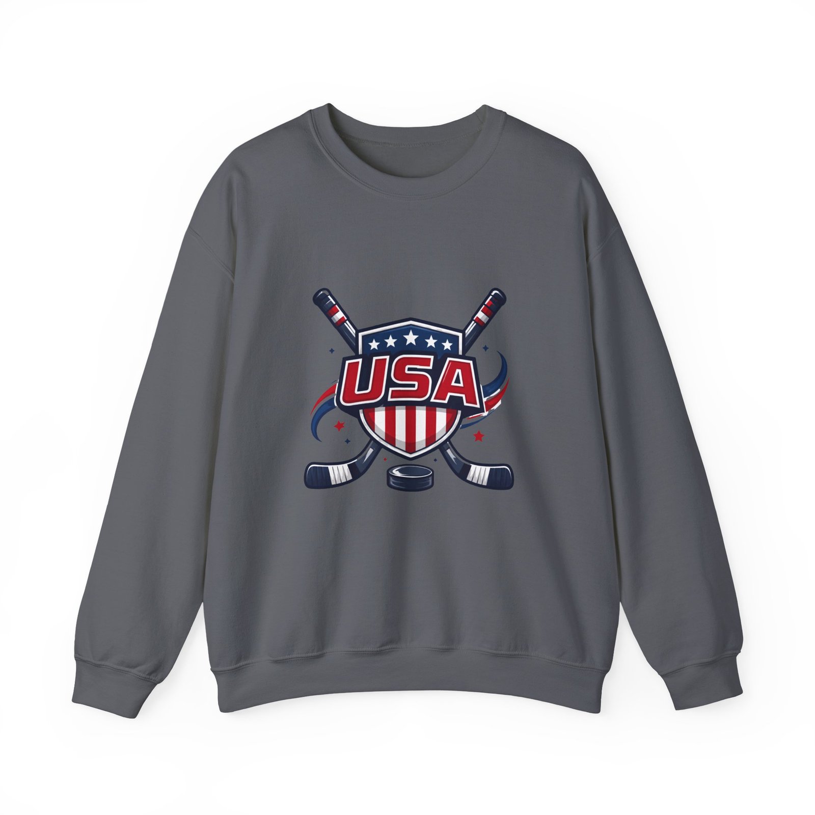 USA Hockey Crewneck Sweatshirt – Patriotic Hockey Logo Pullover - Image 37