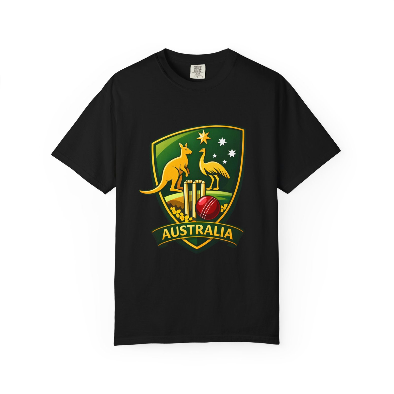Australia Cricket Shield T-Shirt — Kangaroo & Emu Crest Tee - Image 49