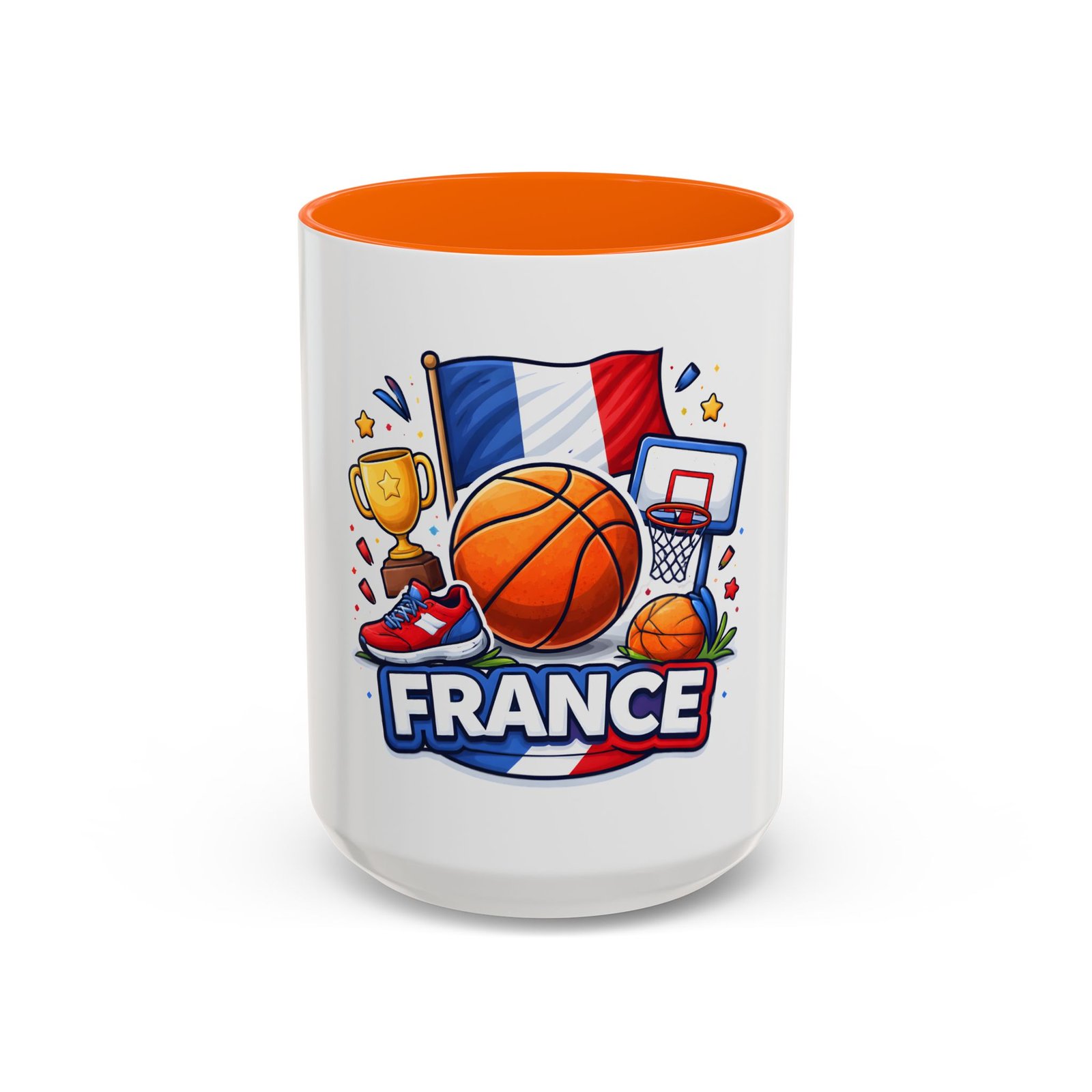 France Basketball Coffee Mug — French Flag, Basketball, Trophy Design (11/15 oz) - Image 49