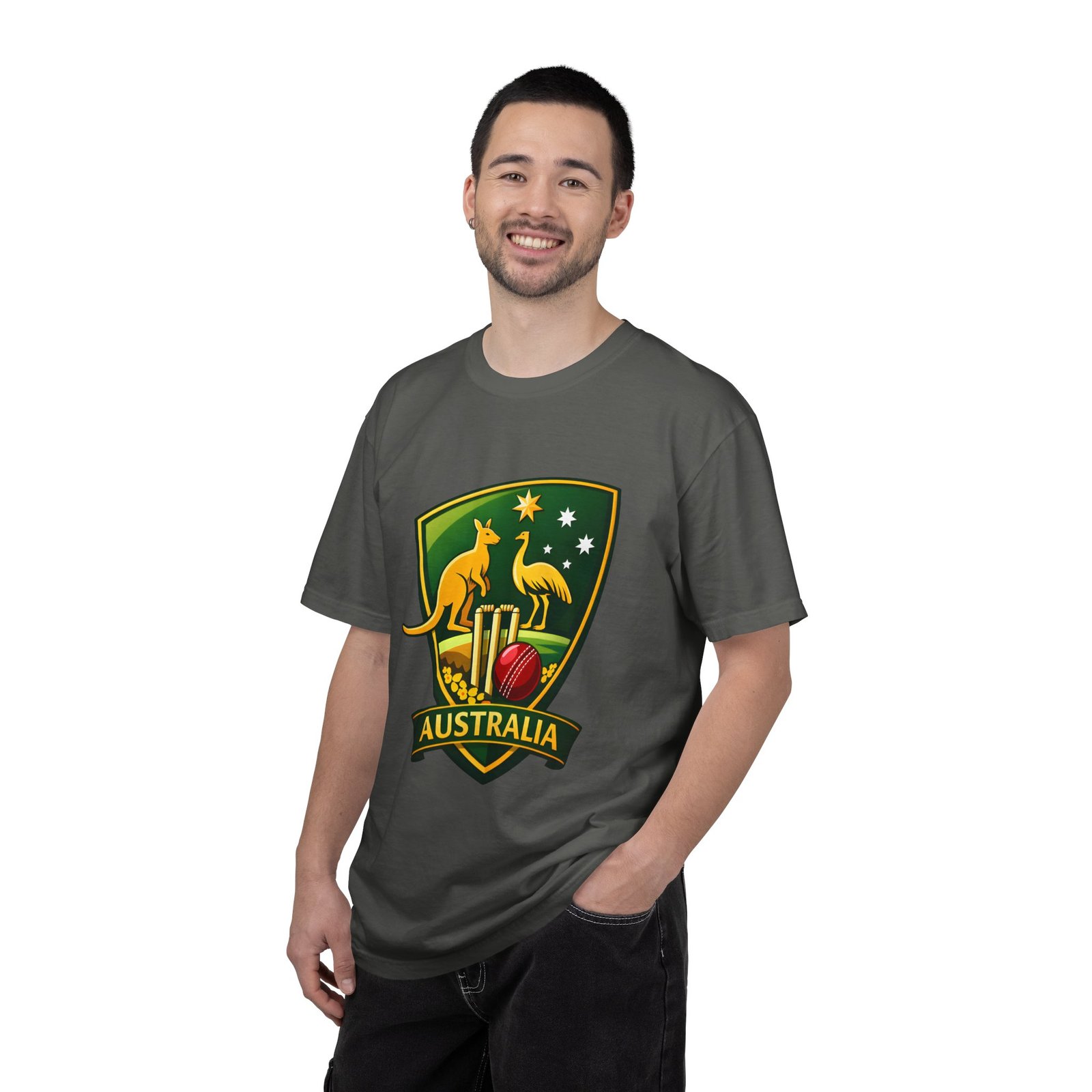 Australia Cricket Shield T-Shirt — Kangaroo & Emu Crest Tee - Image 32