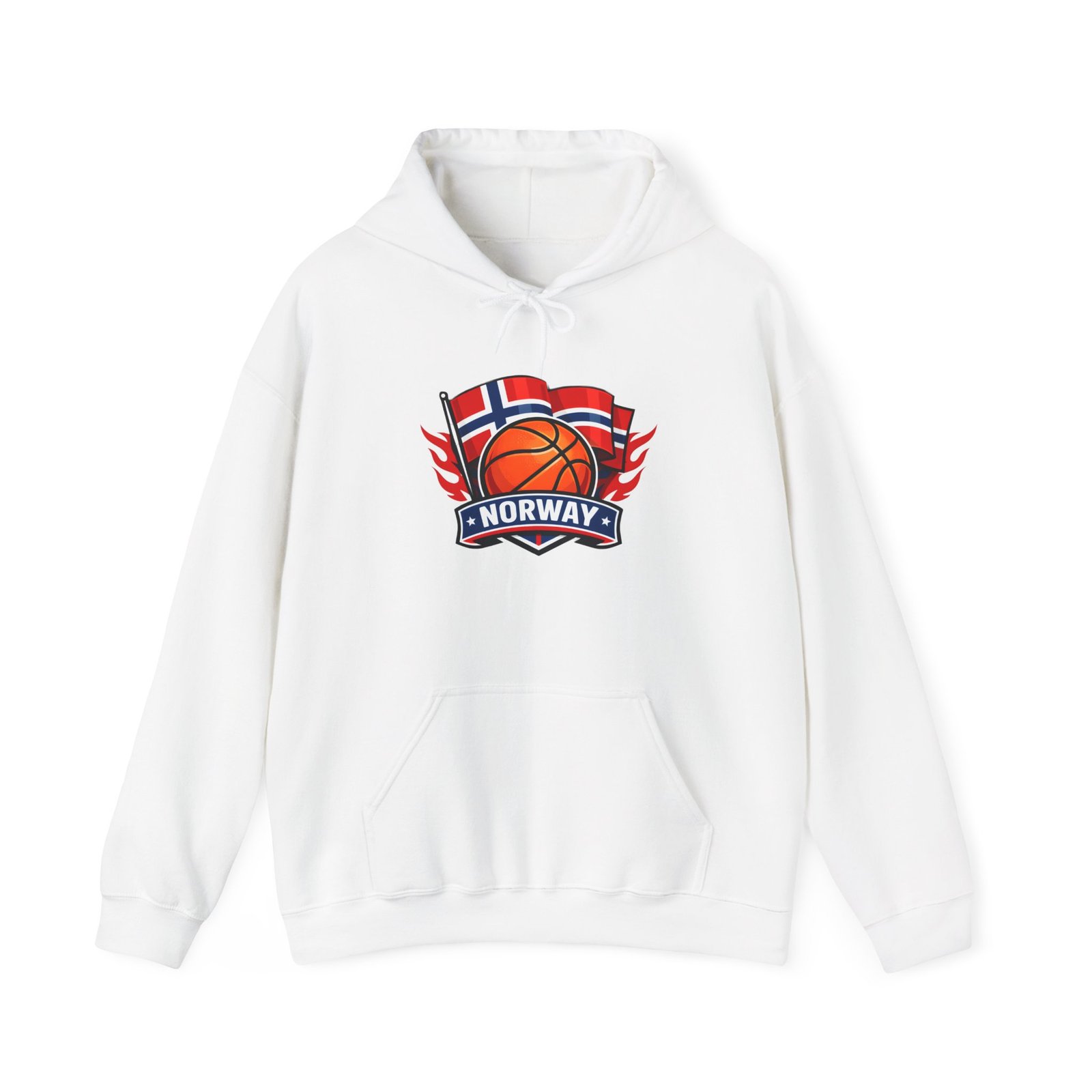 Norway Basketball Hoodie - Norwegian Flag Basketball Crest Pullover