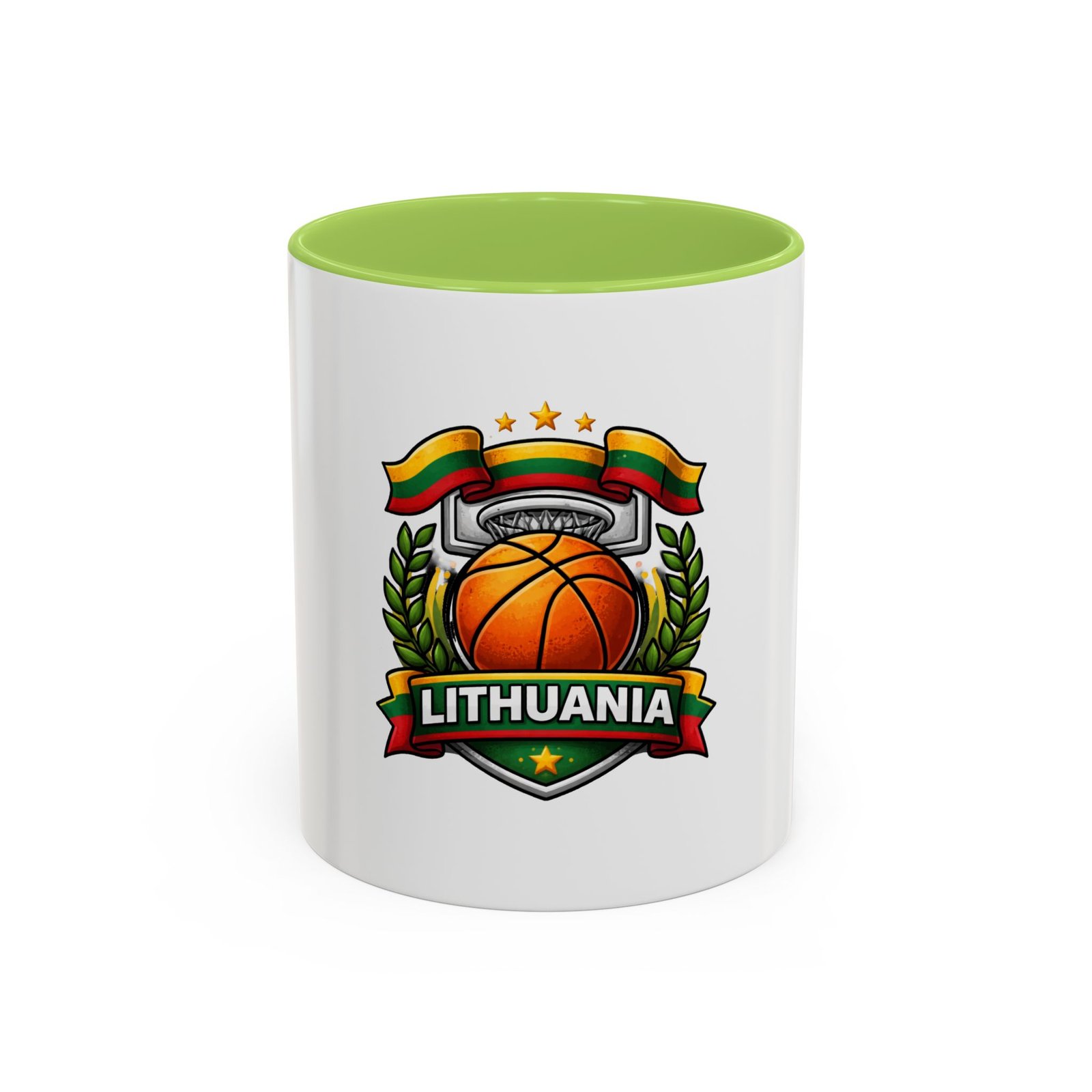 Lithuania Basketball Crest Accent Coffee Mug (11/15oz) - Image 57