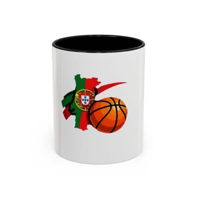 Portugal Basketball Accent Coffee Mug — Portuguese Flag & Basketball Design (11/15oz)
