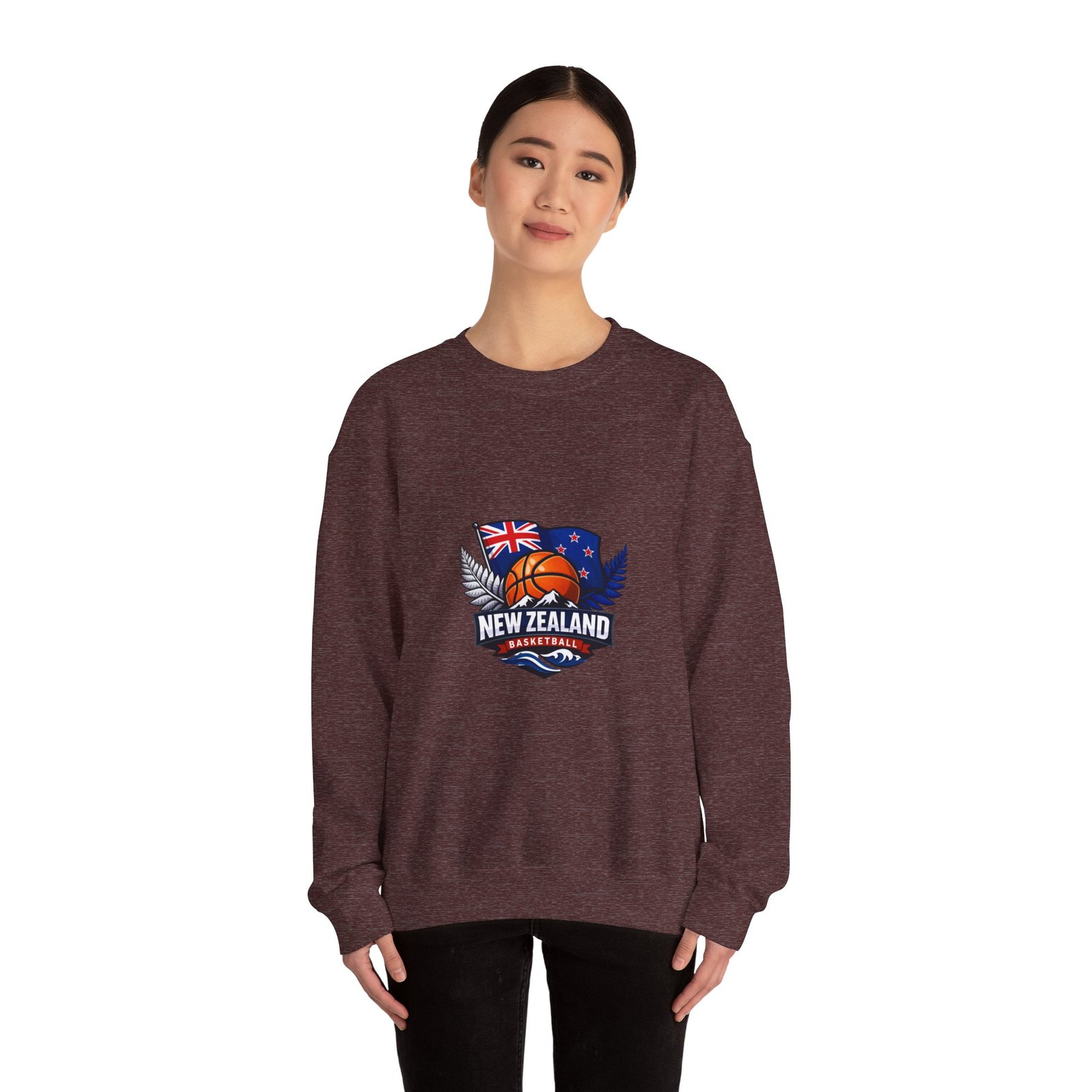 New Zealand Basketball Crewneck Sweatshirt – Kiwi Basketball Flag Design - Image 16
