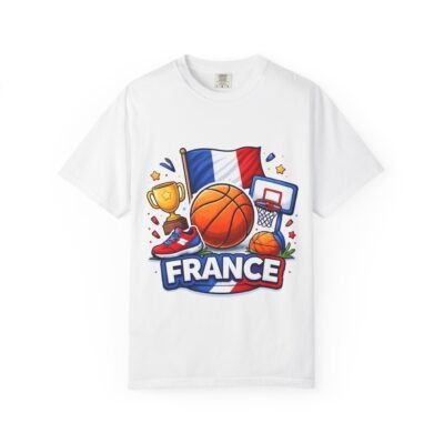 France Basketball T-Shirt – French Flag, Hoop & Trophy Sports Tee
