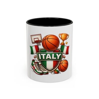 Italy Basketball Accent Coffee Mug – Italian Flag Sports Design (11/15oz)