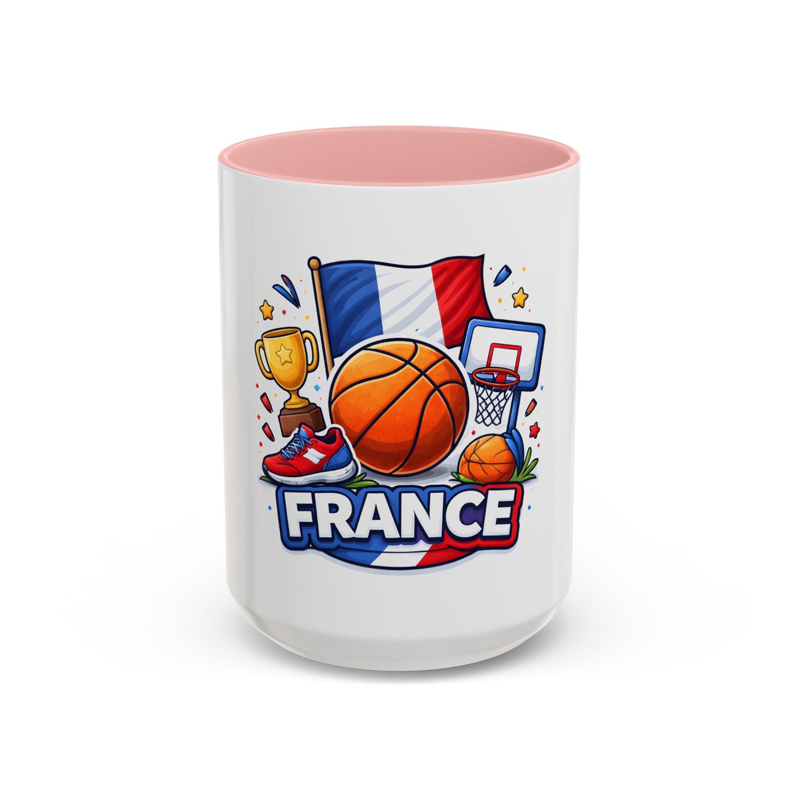 France Basketball Coffee Mug — French Flag, Basketball, Trophy Design (11/15 oz) - Image 25