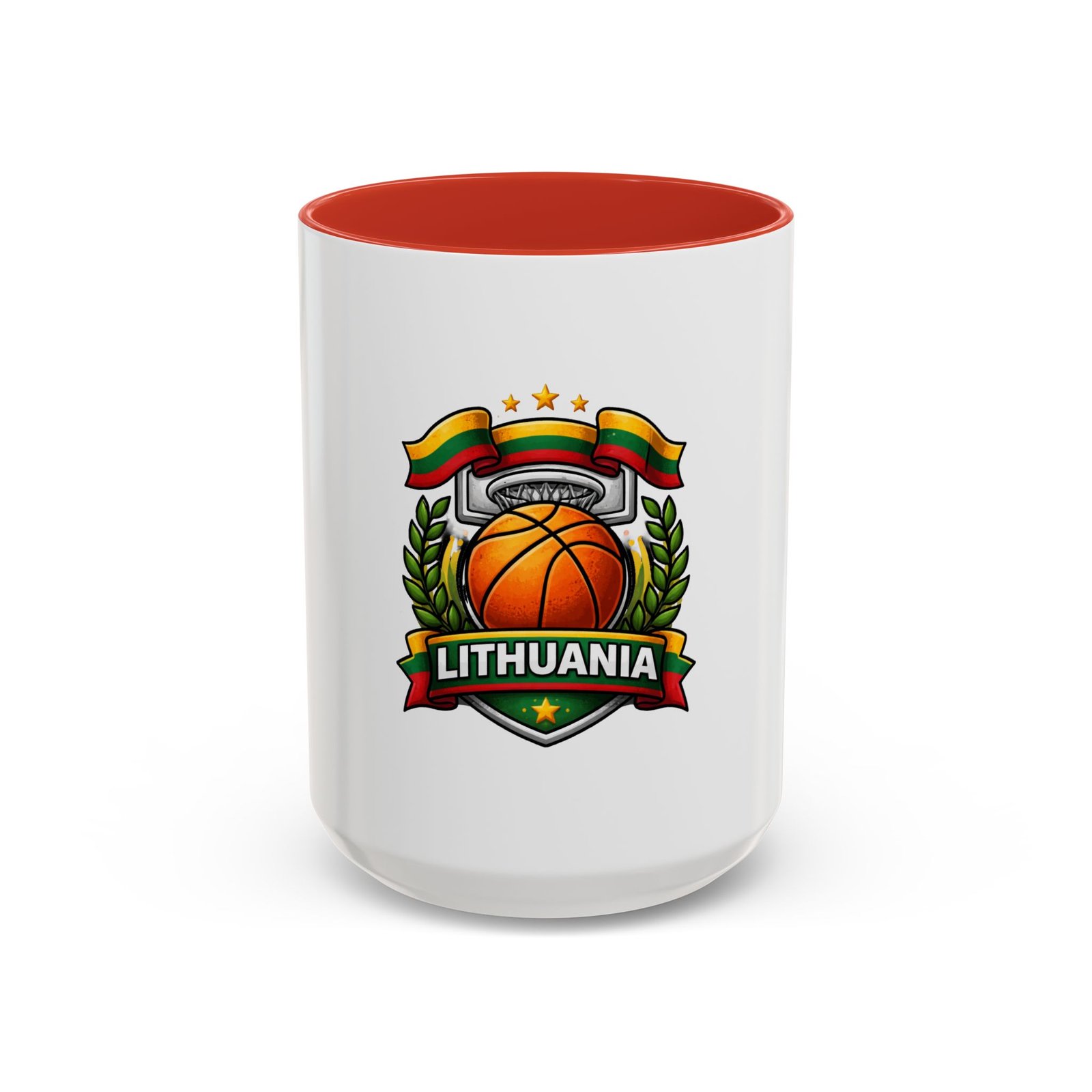 Lithuania Basketball Crest Accent Coffee Mug (11/15oz) - Image 29