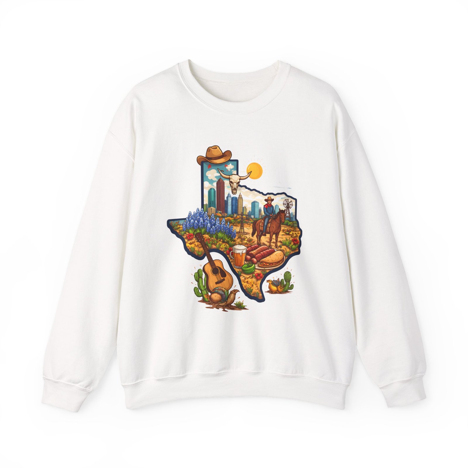 Texas Landscape Crewneck Sweatshirt — Lone Star State Scenic Design