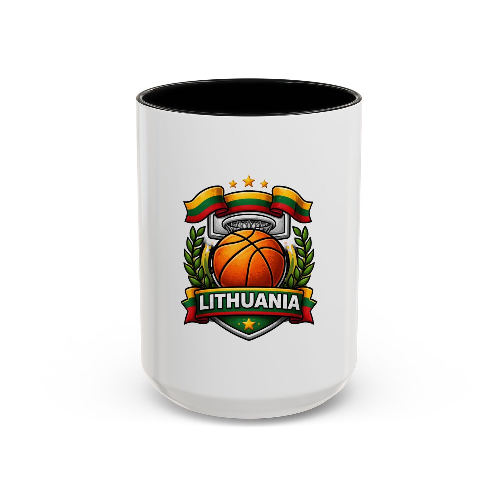 Lithuania Basketball Crest Accent Coffee Mug (11/15oz) - Image 17