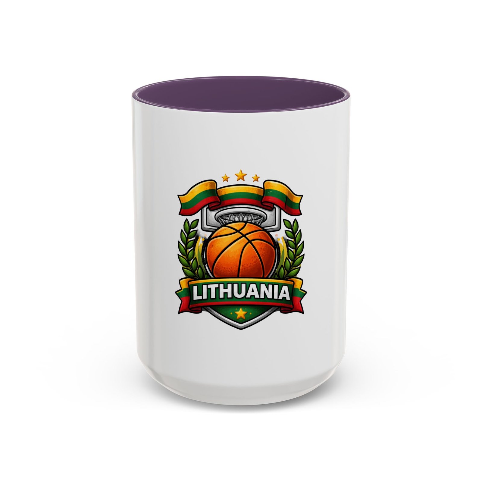 Lithuania Basketball Crest Accent Coffee Mug (11/15oz) - Image 65