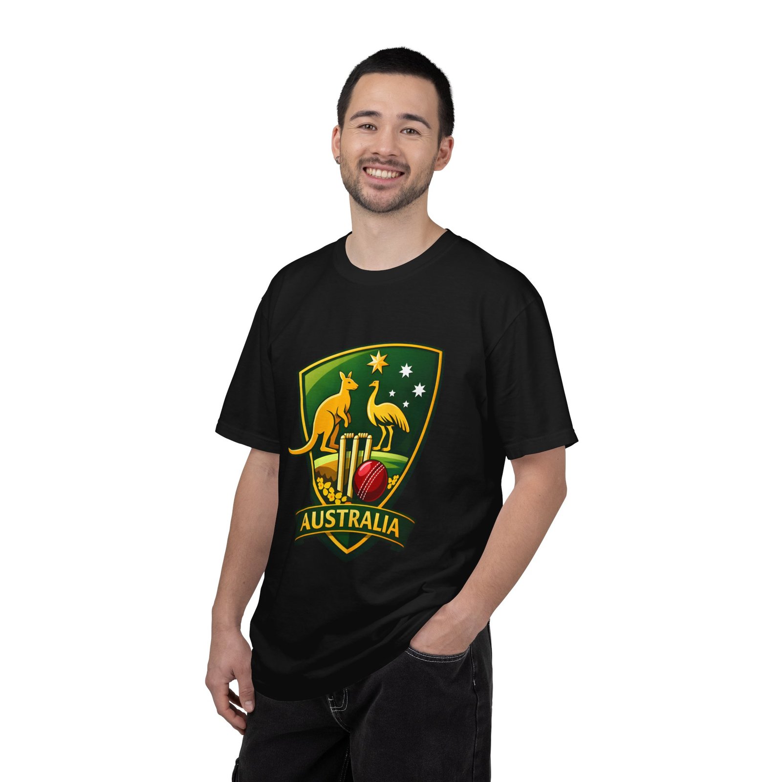 Australia Cricket Shield T-Shirt — Kangaroo & Emu Crest Tee - Image 52